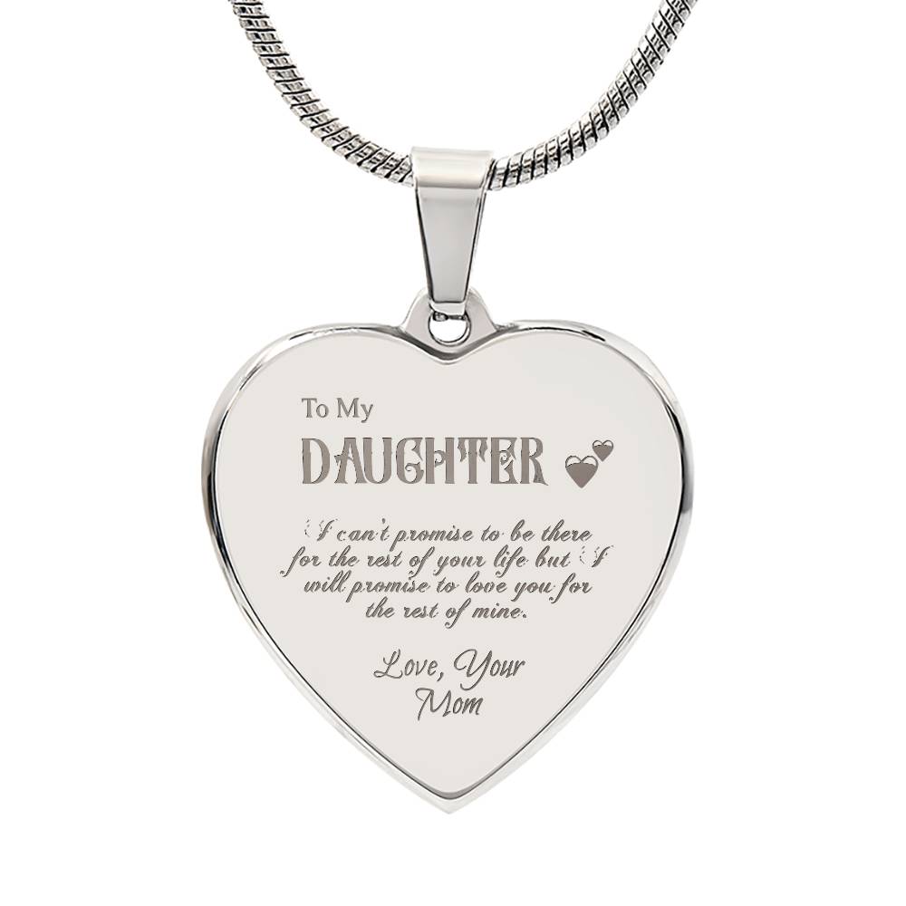 To My Daughter, Love Mom - Engraved Heart Necklace