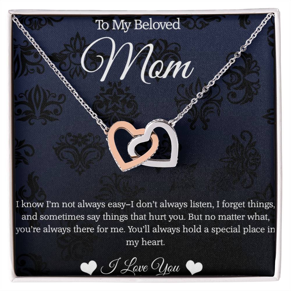 To My Beloved Mom, I Love You - Interlocking Hearts Necklace