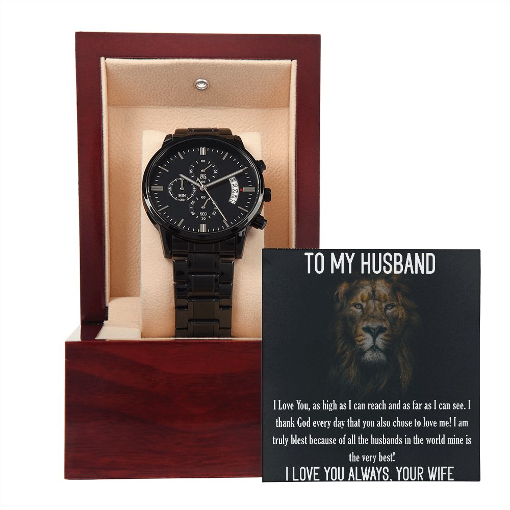 Blest Your My Husband - Black Chronograph Watch