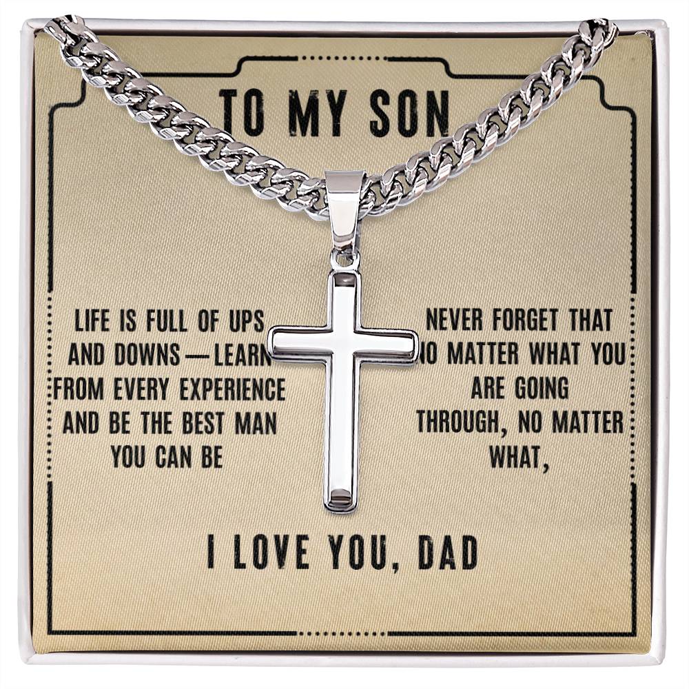 I Love You, Dad - Cuban Link Chain with Artisan Cross