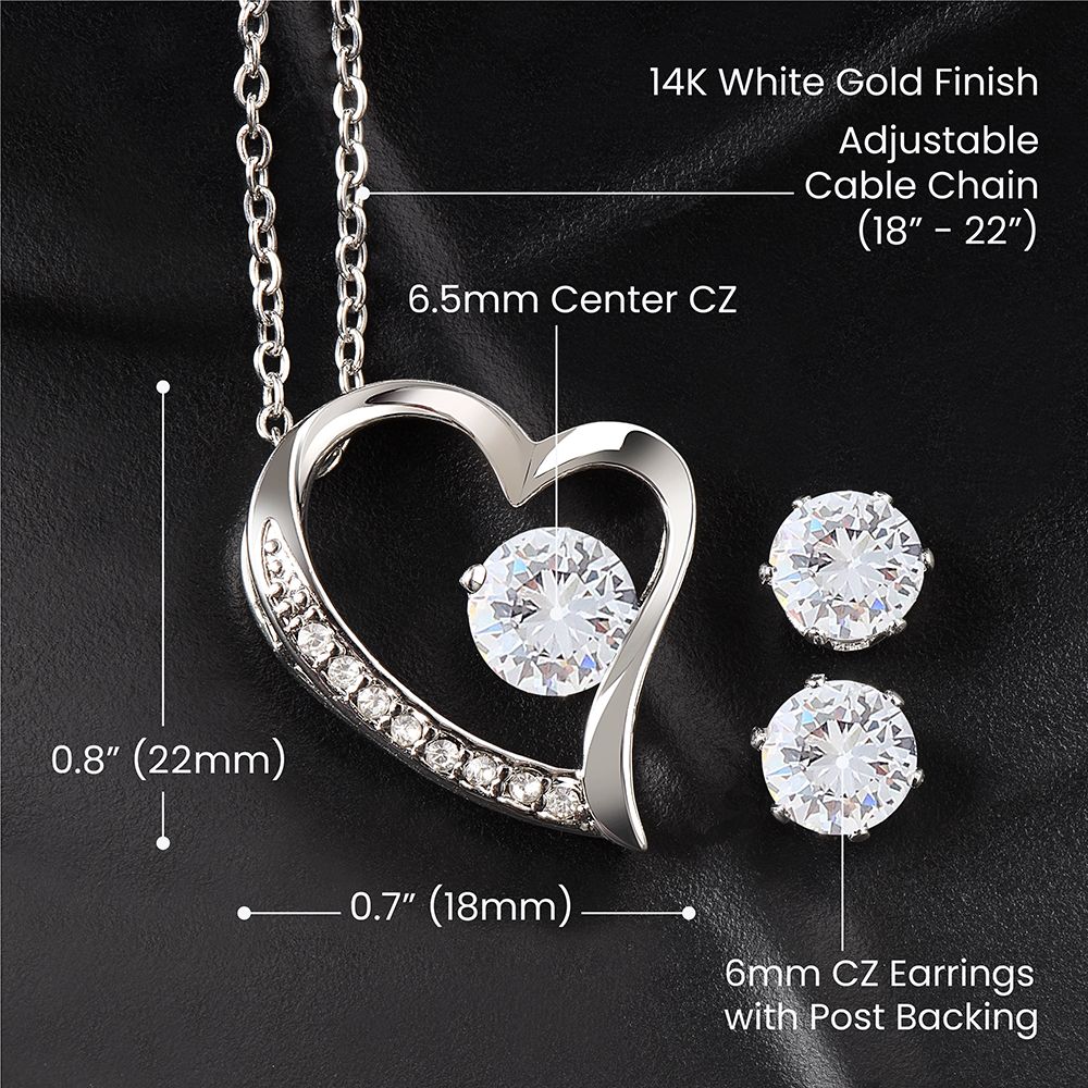My Military Wife - Forever Love Necklace w/ CZ Earrings