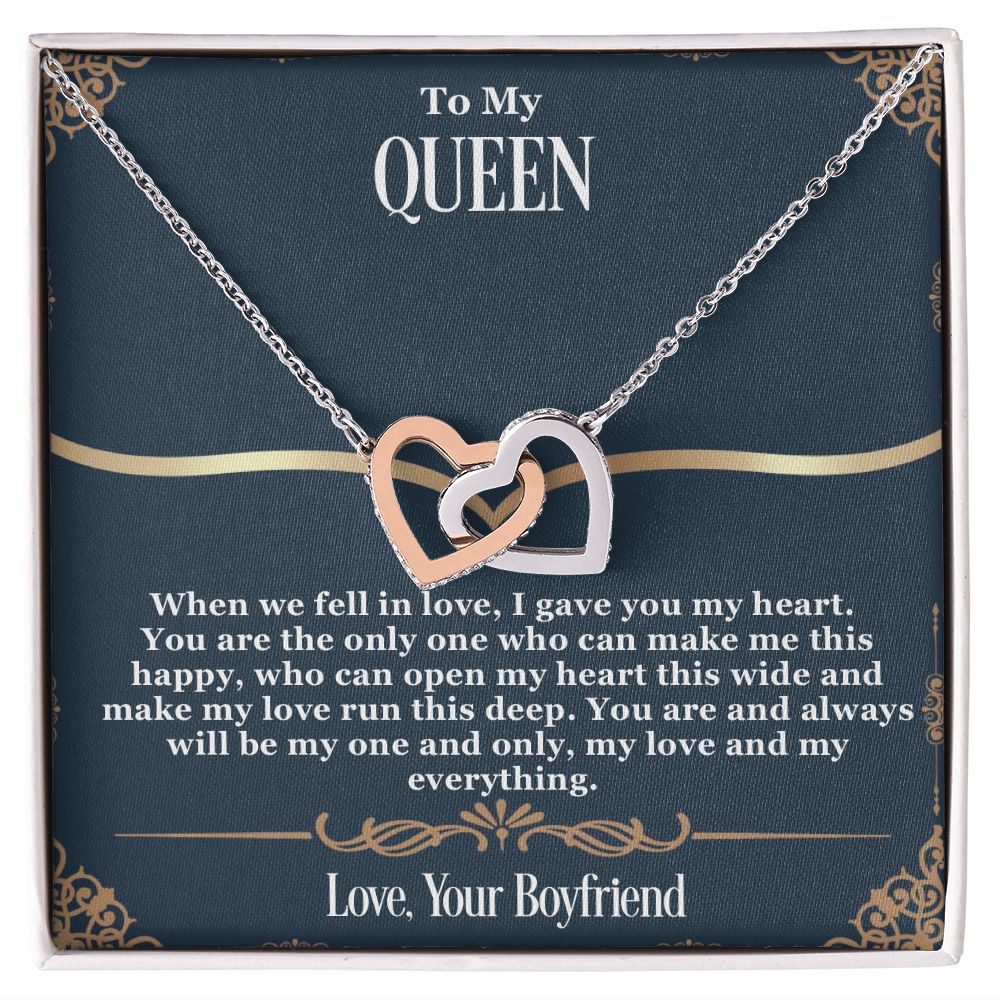 To My Queen - Interlocking Hearts Necklace
